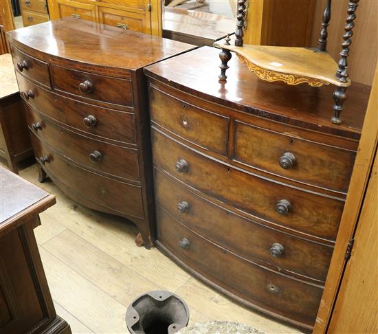 A Victorian mahogany five drawer bowfront chest W.106cm
